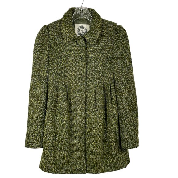 Vintage BB Dakota Cotton Blend Tweed Empire Waist Twee Coat Green Academia S - Picture 13 of 13